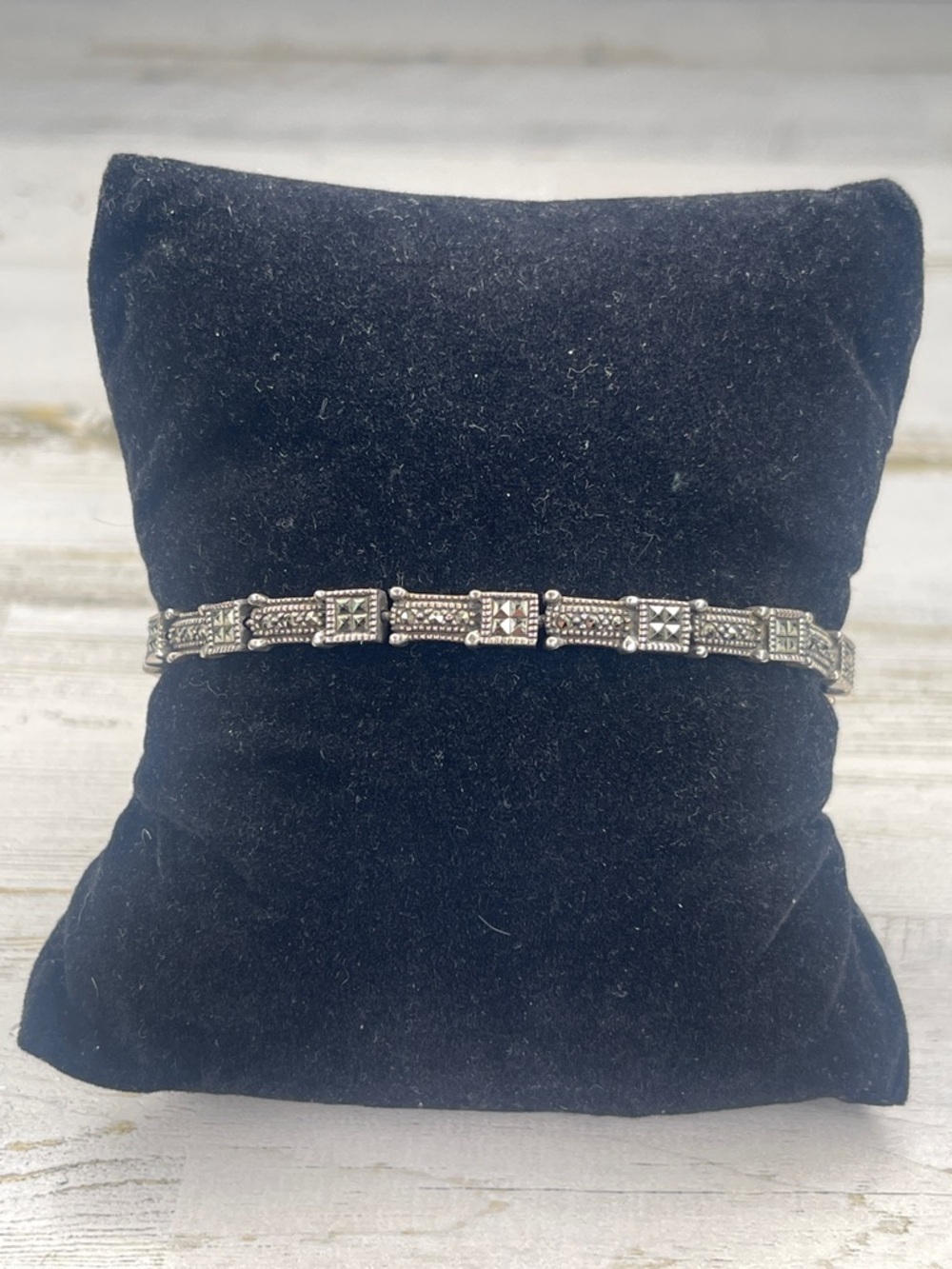 Judith Jack Sterling Silver Marcasite Tennis Bracelet Vintage - Picture 7 of 7